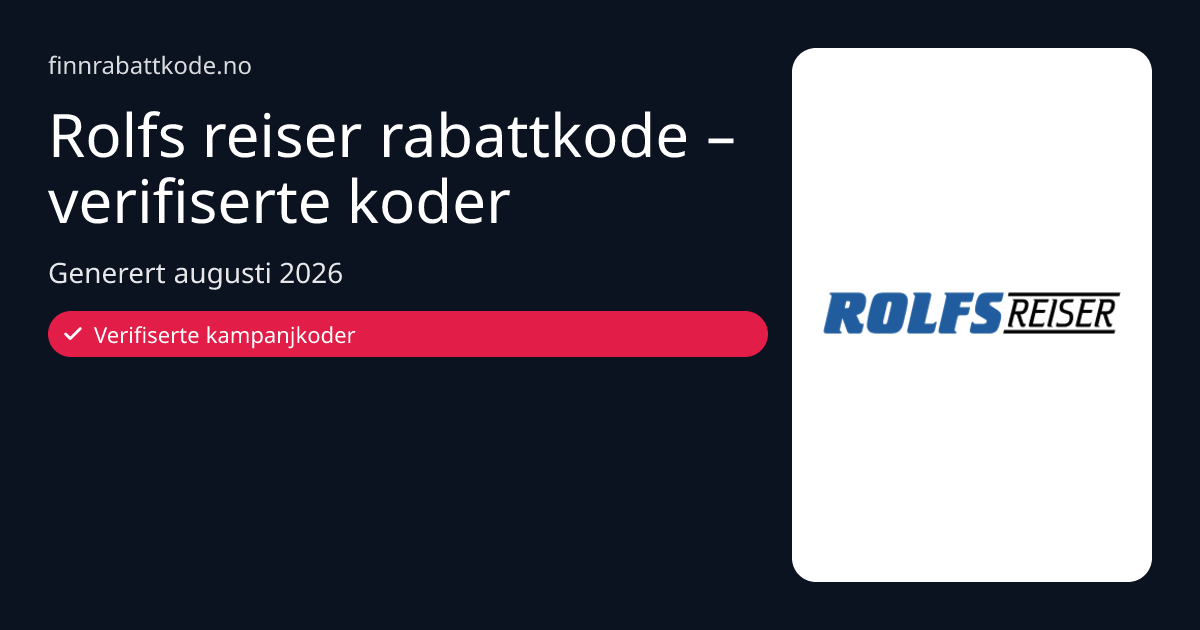Rolfs reiser rabattkode juli 2026 – aktuelle tilbud